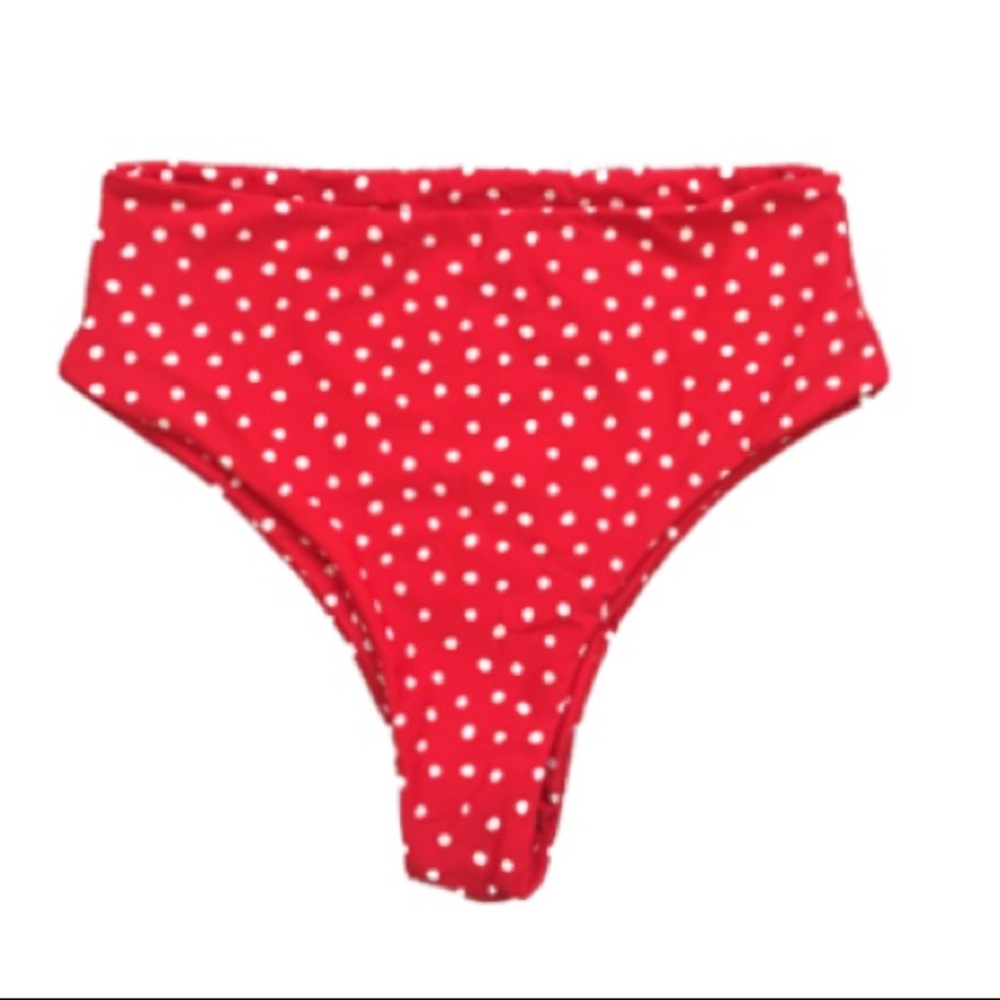 High waist red polka dot bikini bottom